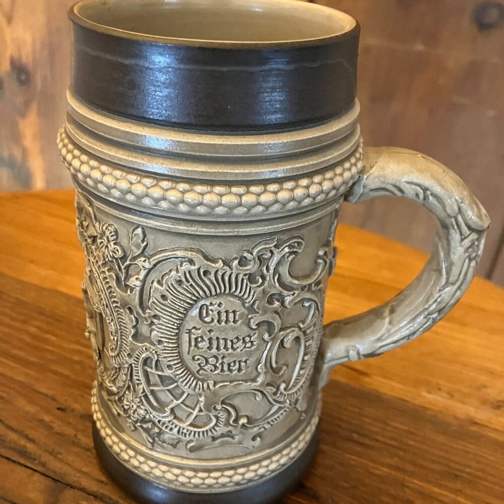 Vintage Alt‑Grenzau West Germany Stein – “Ein Feines Bier” Relief Design